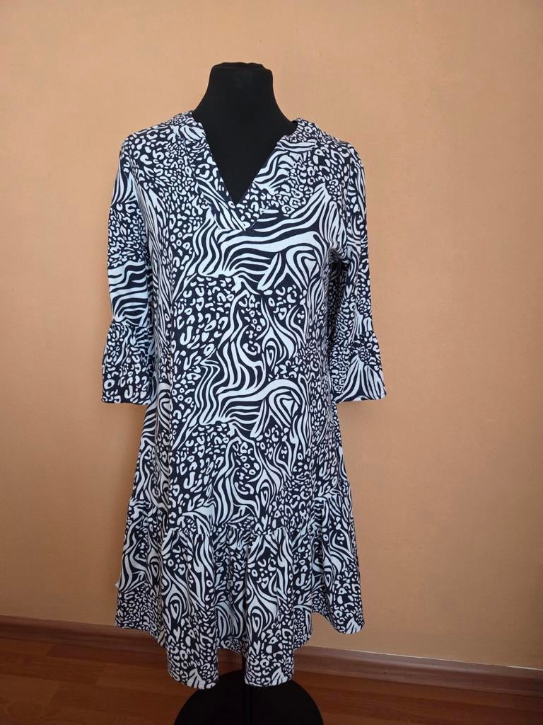 Donkerblauwe jurk Xpress maat S viscose linnen, Blauw, Ophalen of Verzenden, Zo goed als nieuw, Xpress