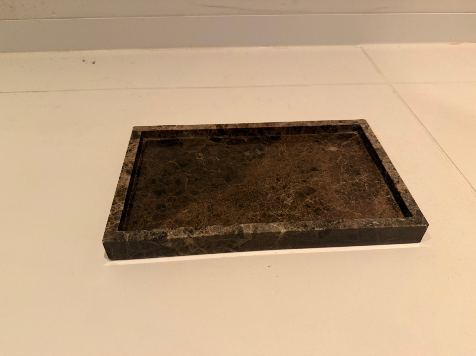 Marmer tray bruin natuursteen, Ophalen, Overige materialen, Met opstaande rand, Zo goed als nieuw