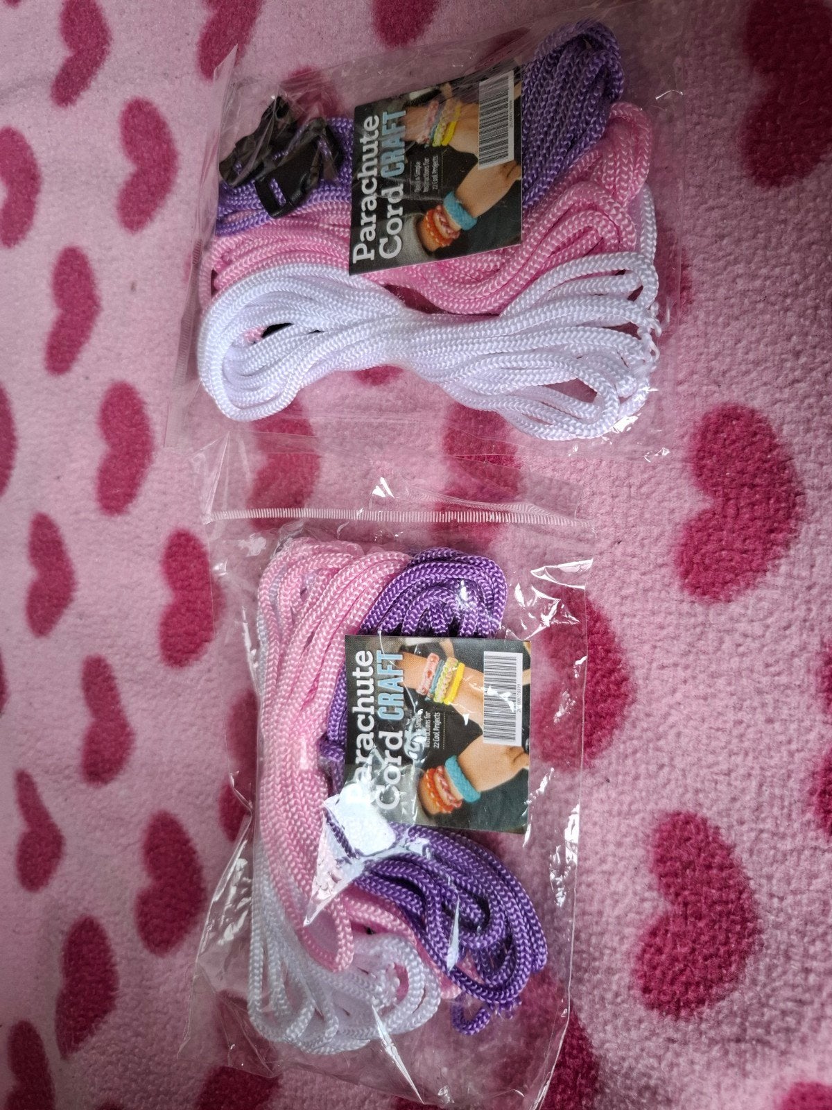 2x Parachute Koord Knutselset - Roze, Paars, Wit, Overige thema's, Textiel, Nieuw, Meerkleurig