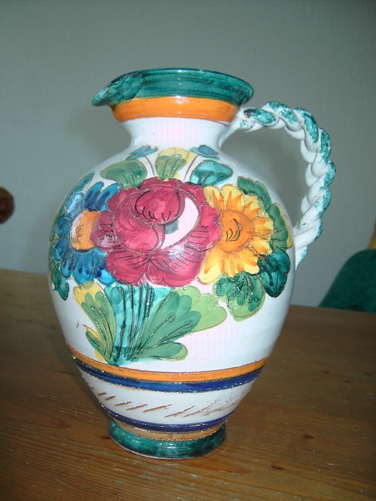 vaas met bloemen. 26 cm hoog diameter gat 5 cm, 26 cm, Overige kleuren, Ophalen of Verzenden, Zo goed als nieuw