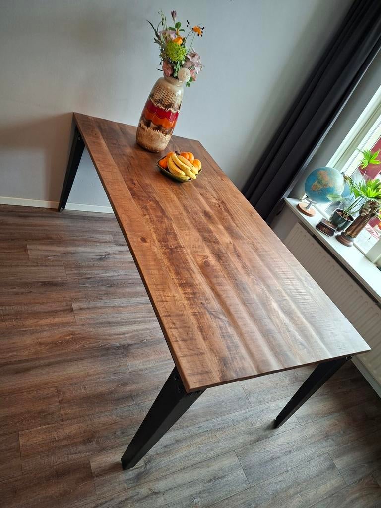 Eettafel mangohout 100x200 cm, Gebruikt, 100 tot 150 cm, Vijf personen of meer, 150 tot 200 cm