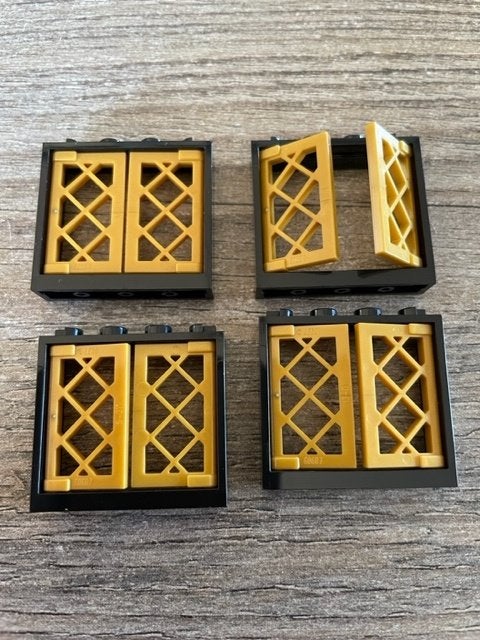 lego kozijnen zwart met gouden vensters (12), Ophalen of Verzenden, Nieuw, MOC (eigen creatie), Lego
