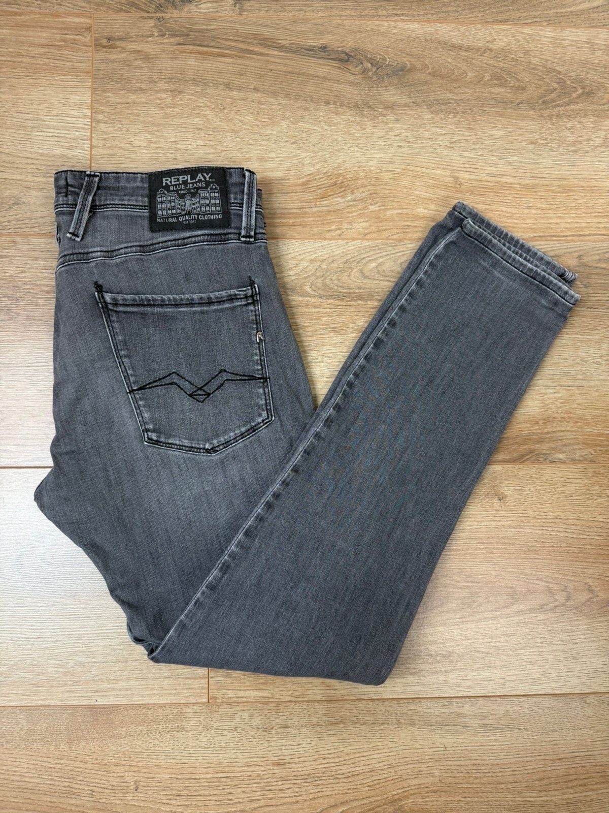 Replay Anbass Slim Fit Jeans Grijs Maat 33, Verzenden, Zo goed als nieuw, Grijs, W33 - W34 (confectie 48/50)