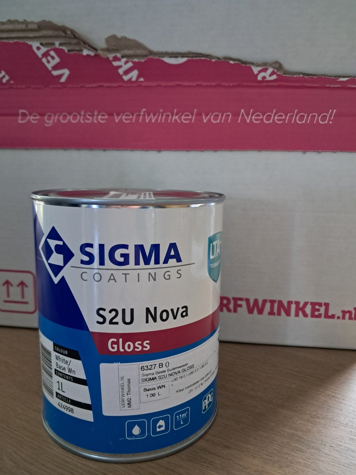 Sigma S2U Nova Gloss Lakverf Wit 1L, 6327B, Ophalen of Verzenden, Nieuw, Wit
