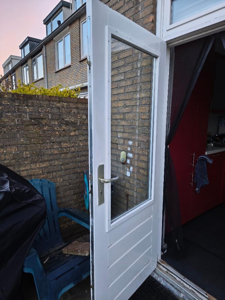 Keukendeur  hardhout, Doe-het-zelf en Verbouw, Deuren en Horren, Ophalen, Gebruikt, Buitendeur, 200 tot 215 cm