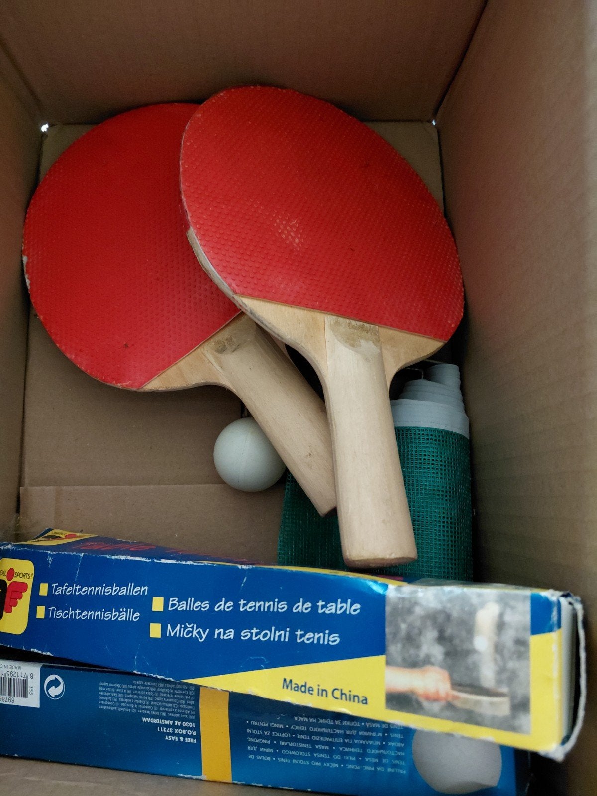 Tafeltennis set: 2 batjes, balletjes en netje, Ophalen of Verzenden