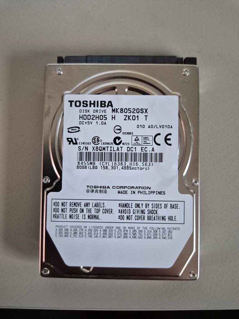 Originele PS3 harde schijf Toshiba 80GB 2.5” SATA, Verzenden, Gebruikt, Laptop