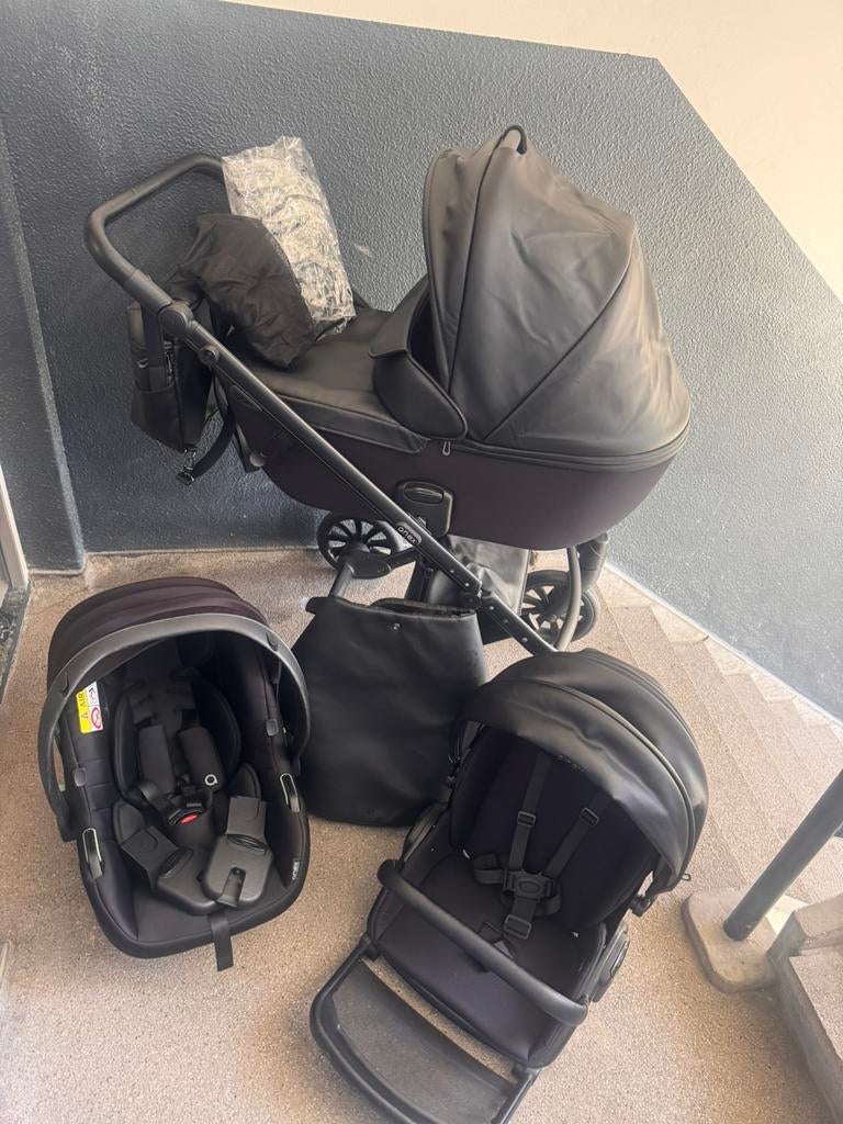 Anex e-type kinderwagen zwart, Kinderen en Baby's, Kinderwagens en Combinaties, Gebruikt, Verstelbare duwstang, Combiwagen, Ophalen