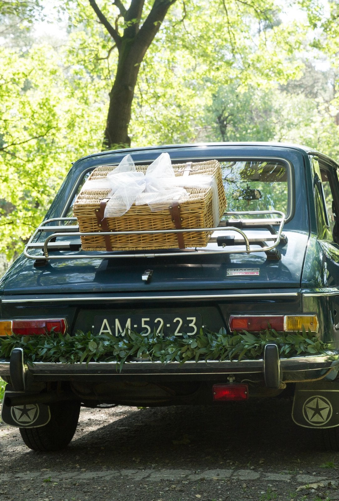 Rieten picknickmand, Ophalen, Gebruikt