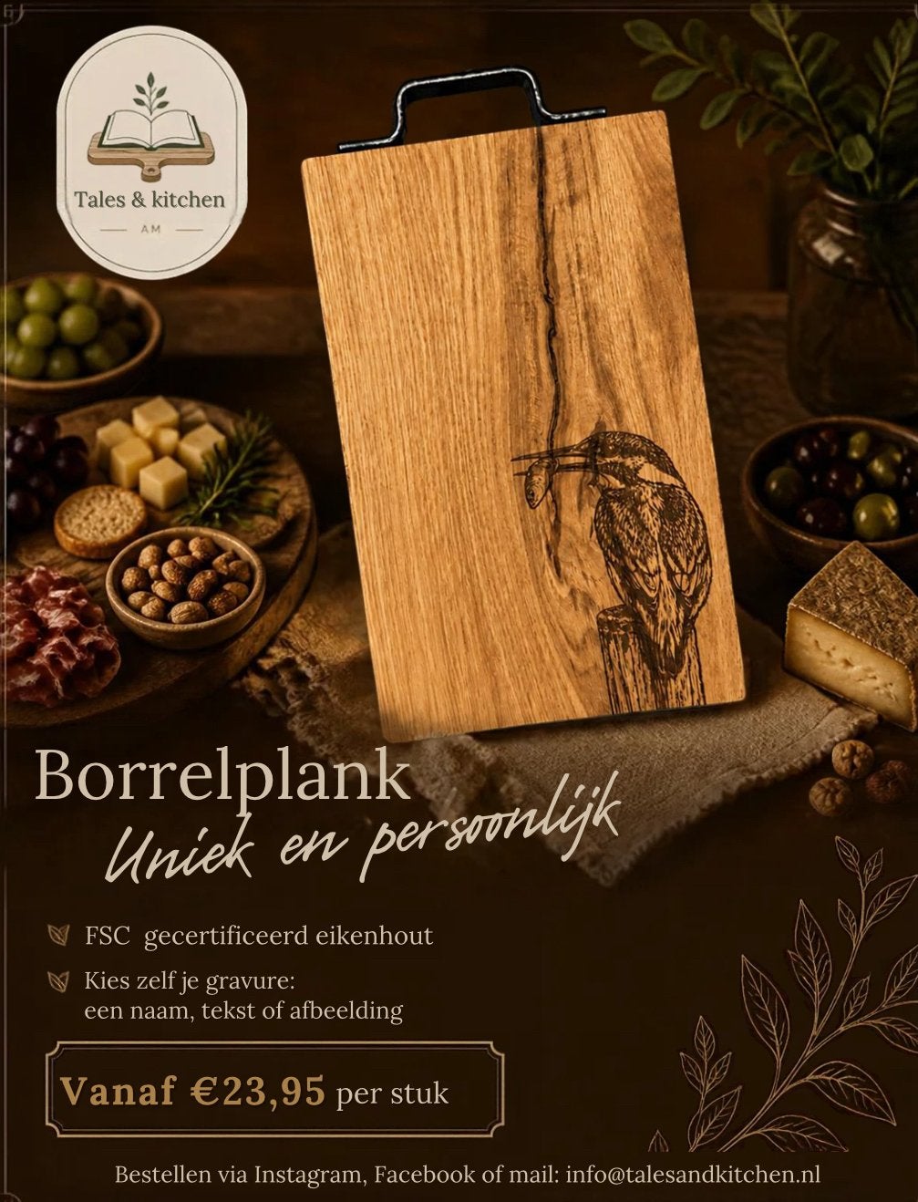 Eigen gegraveerde borrelplank, Ophalen of Verzenden, Zo goed als nieuw