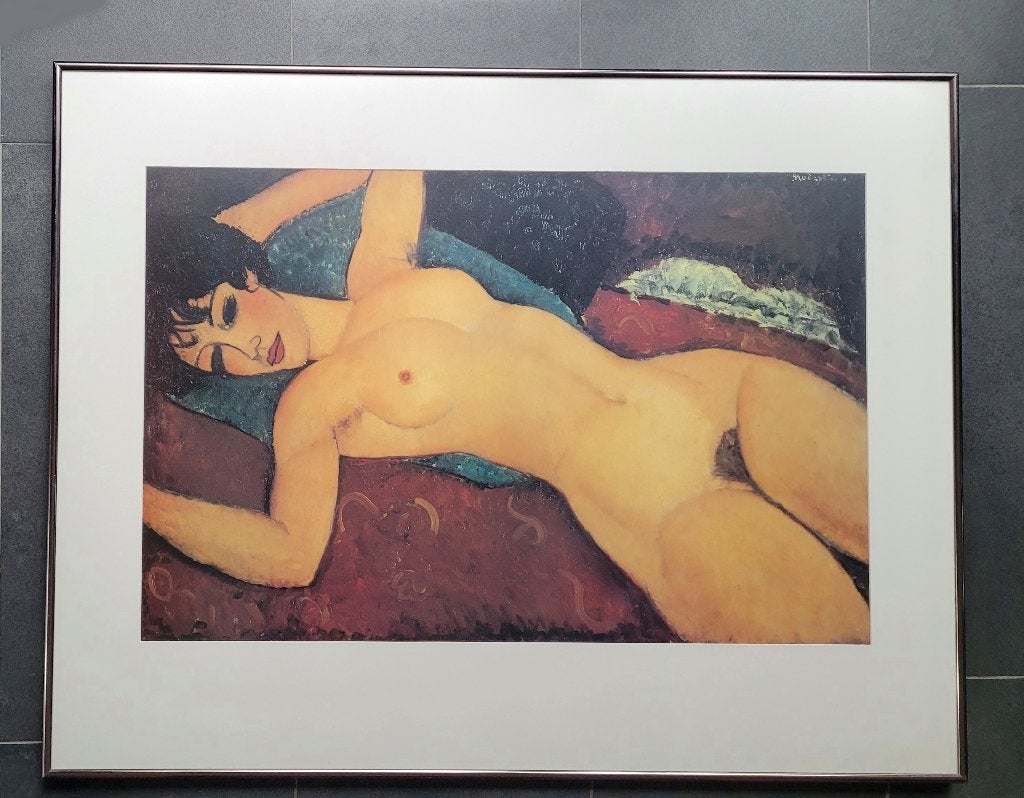 Kunstposter Modigliani, Huis en Inrichting, Ophalen, Gebruikt, Achter glas, 90 cm