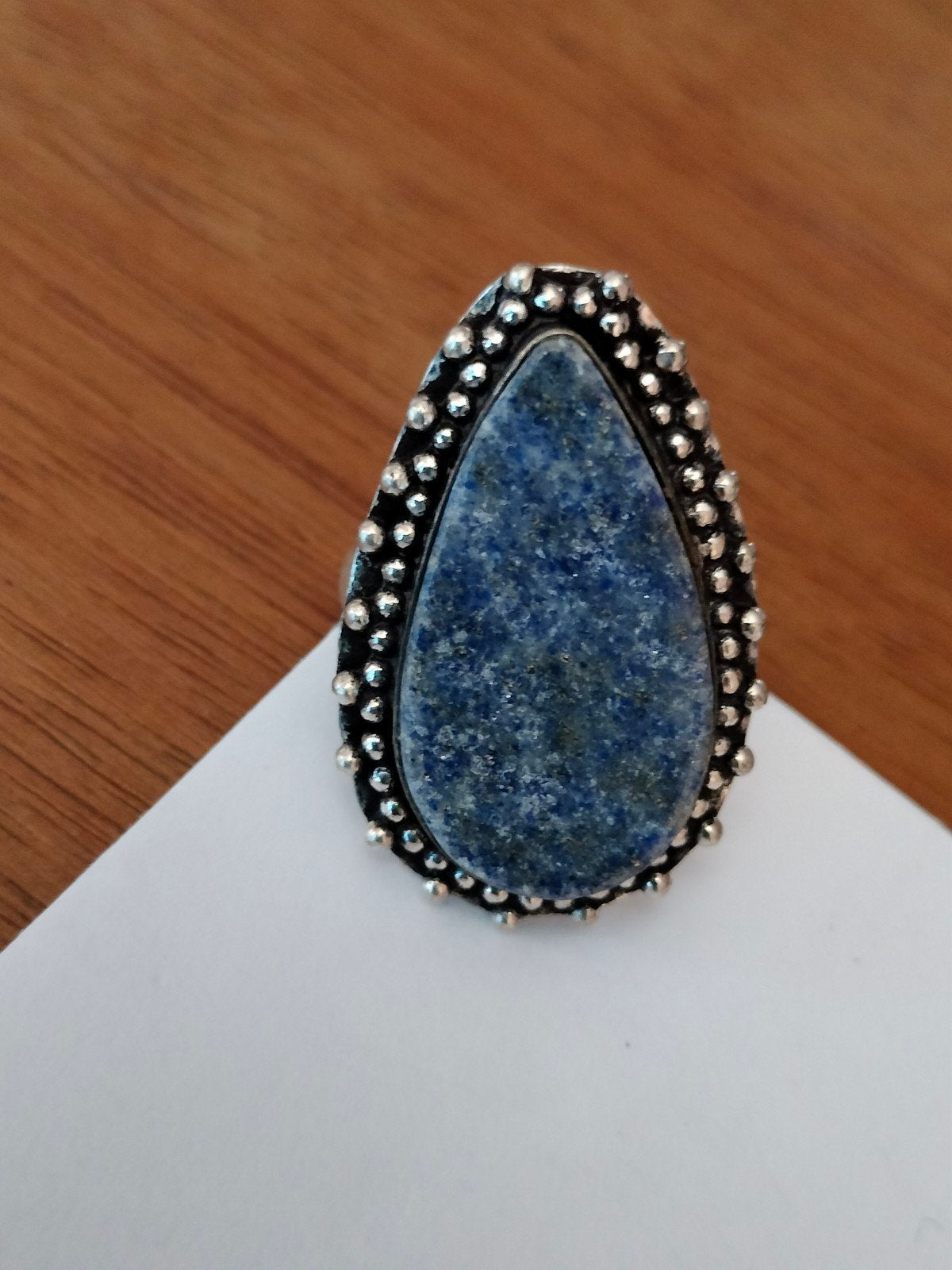 Zilveren ring met lapis lazuli maat 18, 18 tot 19, Nieuw, Met edelsteen, Dame