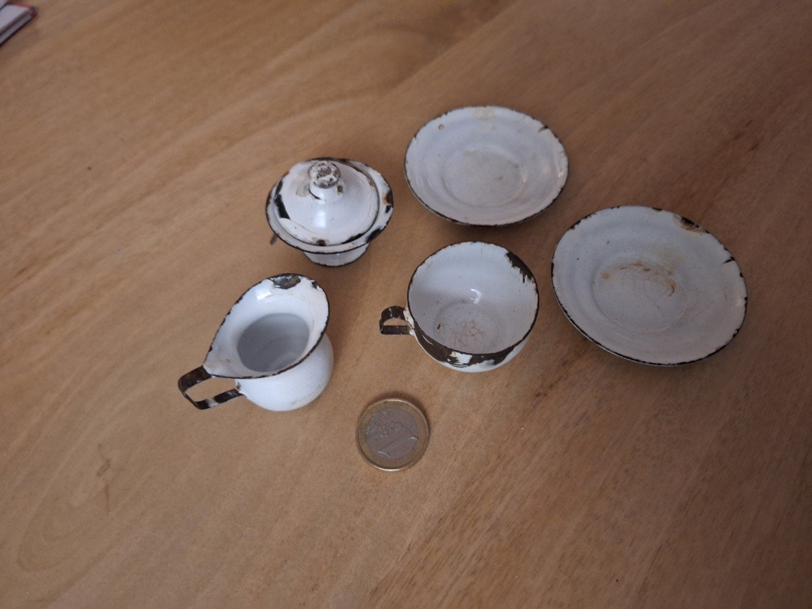 Antiek Emaille Mini Servies - Poppenservies, Ophalen of Verzenden