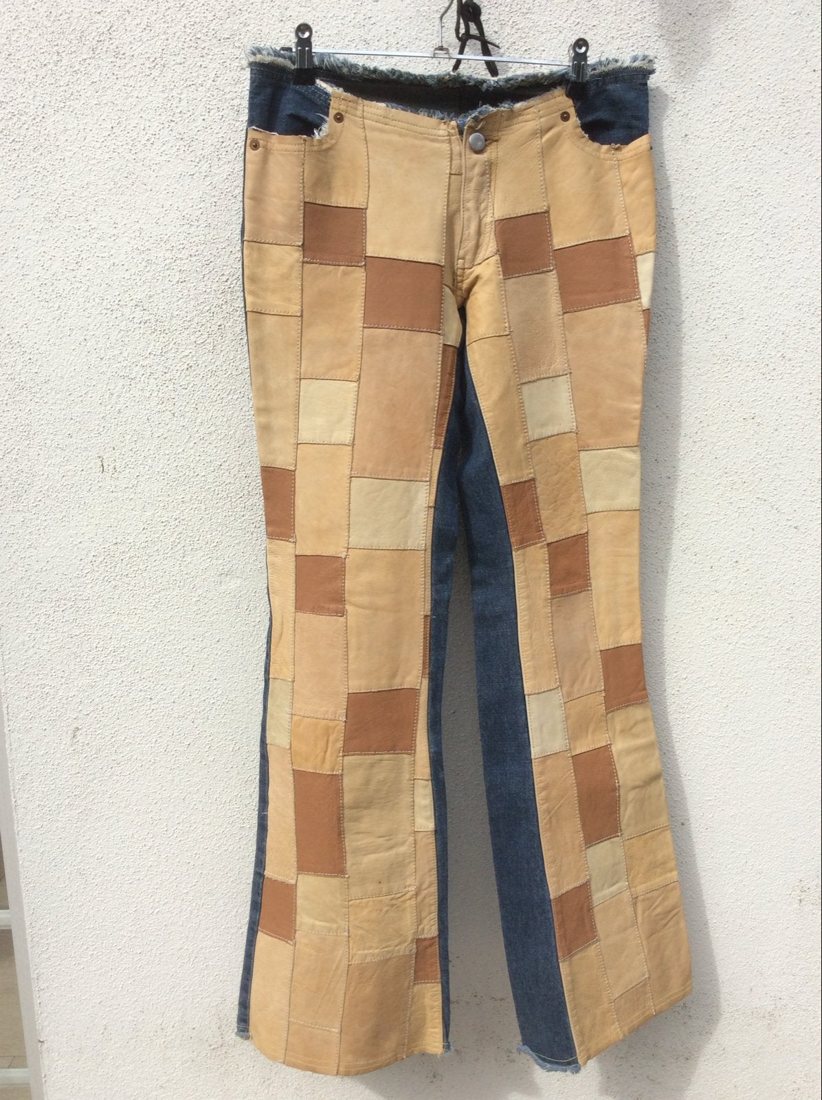 Unieke patchwork jeans met leer NOLITA, Blauw, Ophalen of Verzenden, Zo goed als nieuw, Maat 36 (S)
