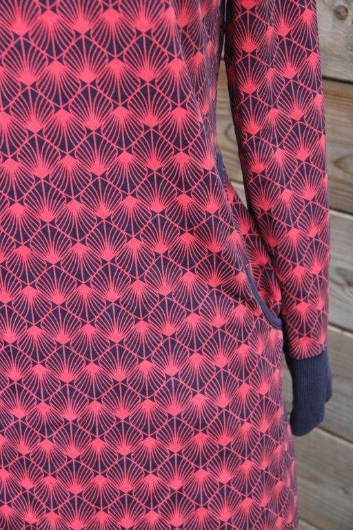 Jurk donkerblauw/ rood Mademoiselle Yeye mt L Vaste prijs, Kleding | Dames, Maat 42/44 (L), Ophalen of Verzenden, Knielengte, Gedragen