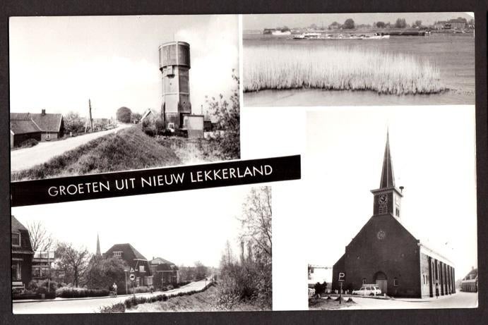 Nieuw Lekkerland, Groeten uit, o.a. Watertoren., Ophalen of Verzenden, 1960 tot 1980, Ongelopen, Zuid-Holland