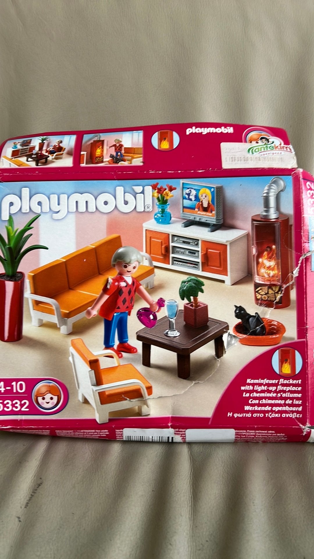 Playmobil 5332, woonkamer met werkende haard!, Ophalen of Verzenden, Zo goed als nieuw