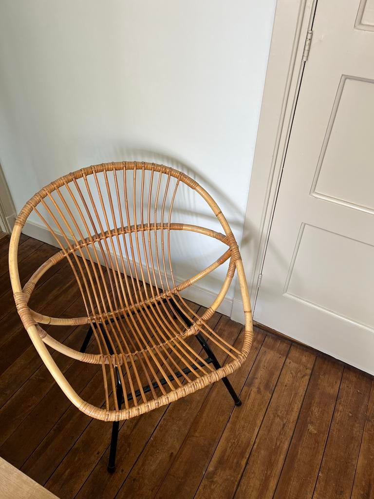 Rotan stoel, Ophalen, Gebruikt, Bruin, Riet of Rotan