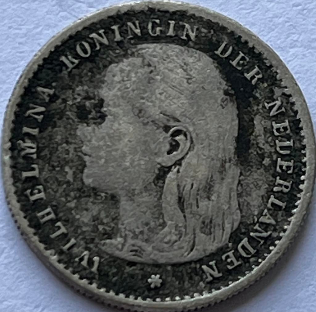 Tien cent 1895, Postzegels en Munten, Munten | Nederland, Zilver, Ophalen of Verzenden, 10 cent, Koningin Wilhelmina