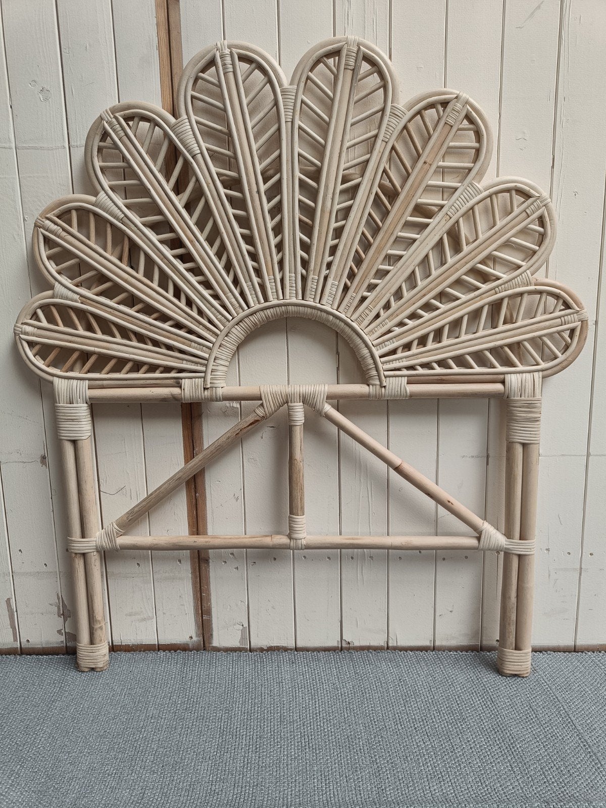 Rotan hoofdbord in bloemmotief bamboe hoofdeinde rattan 90, Ophalen, Overige materialen, 90 cm, Eenpersoons