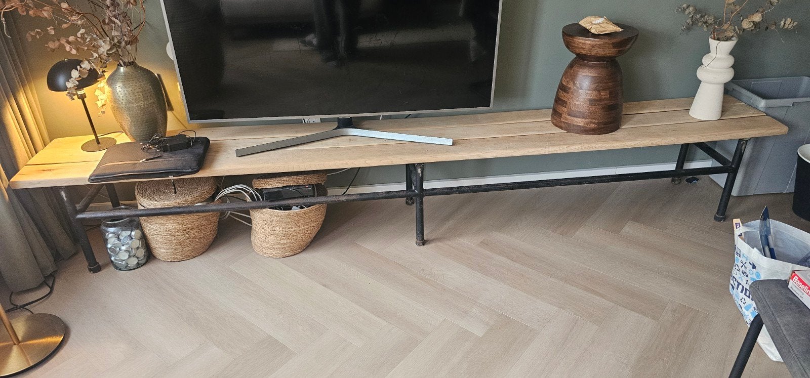 vintage gymbank 3 meter, Ophalen, Gebruikt, Vintage, Hout