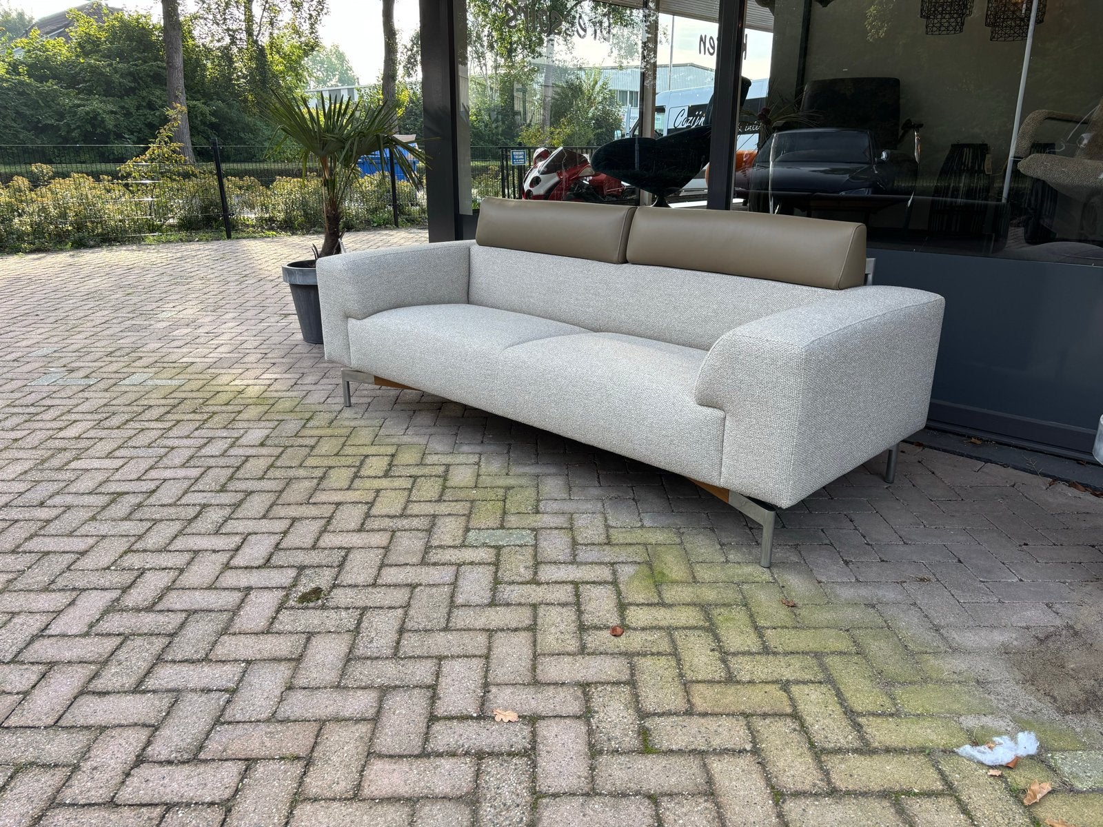 Leolux Howlo ploegstof/ leder, Driepersoons, 75 tot 100 cm, Ophalen of Verzenden, Zo goed als nieuw