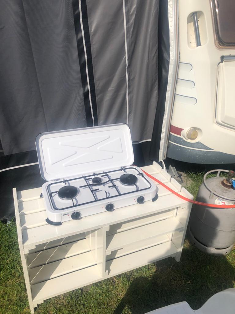Gimeg 3-pits camping gasstel - Zo goed als nieuw, Ophalen, Zo goed als nieuw