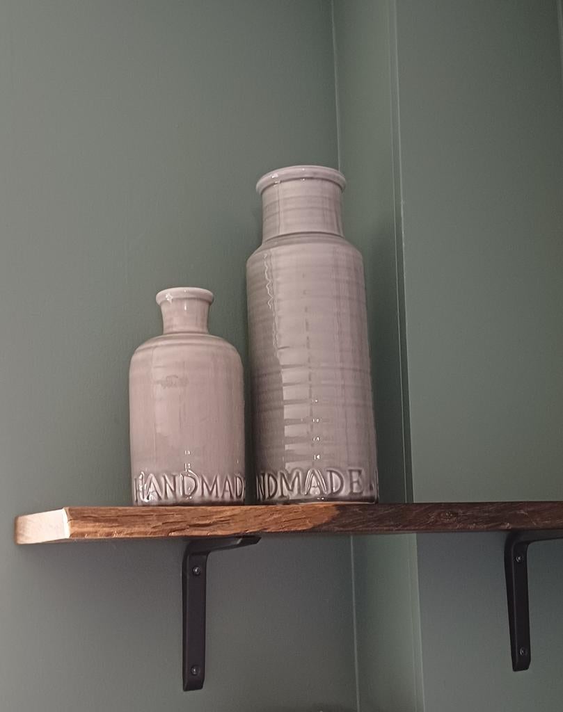 Een set van 2x Deco vaas grijs/taupe ZGAN, Ophalen of Verzenden, Zo goed als nieuw