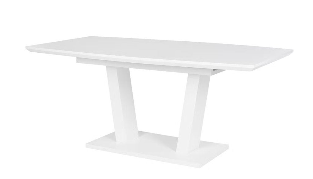 Moderne witte eettafel - uitschuifbaar, Kunststof, 100 tot 150 cm, Zo goed als nieuw, Vier personen