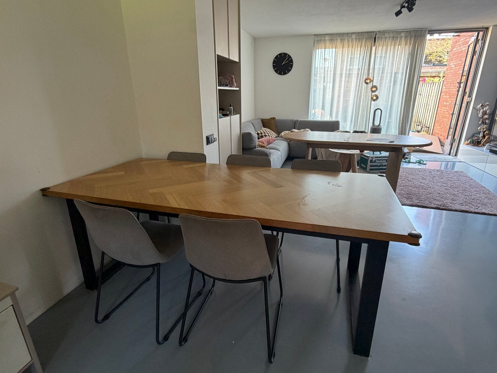 JYSK Visgraat Eettafel 90x200 cm, Huis en Inrichting, Gebruikt, 150 tot 200 cm, Vier personen, Rechthoekig