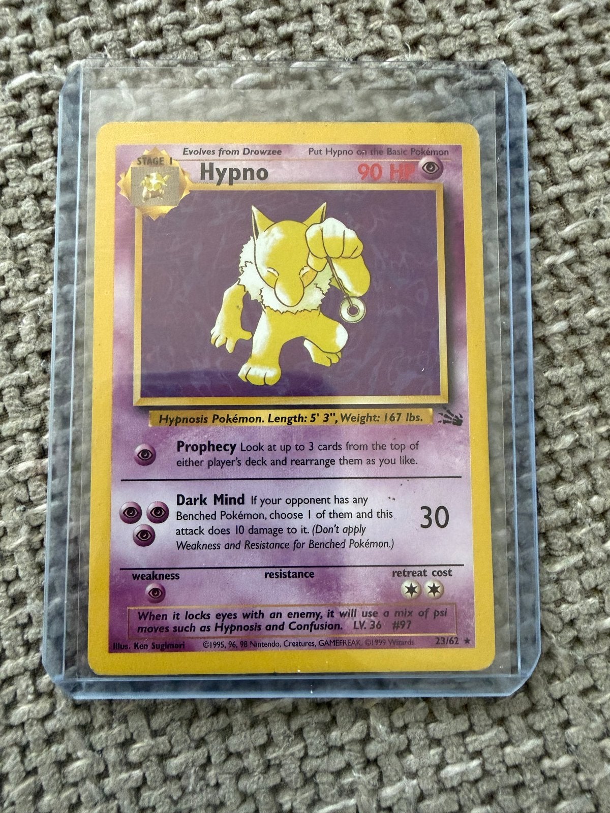 Pokémon Kaart Hypno 23/62 Jungle Set - Vintage, Ophalen of Verzenden, Gebruikt, Losse kaart
