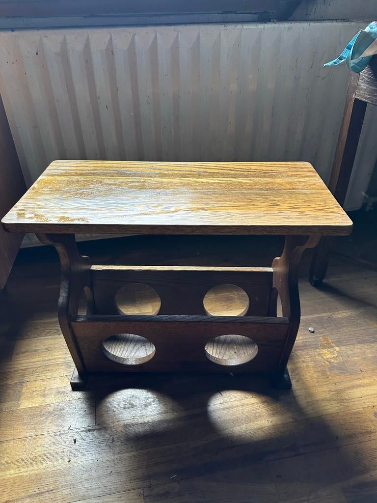 Nostalgische Vintage Eiken Houten Krantenbak Tijdschriftenre, Ophalen of Verzenden, Gebruikt