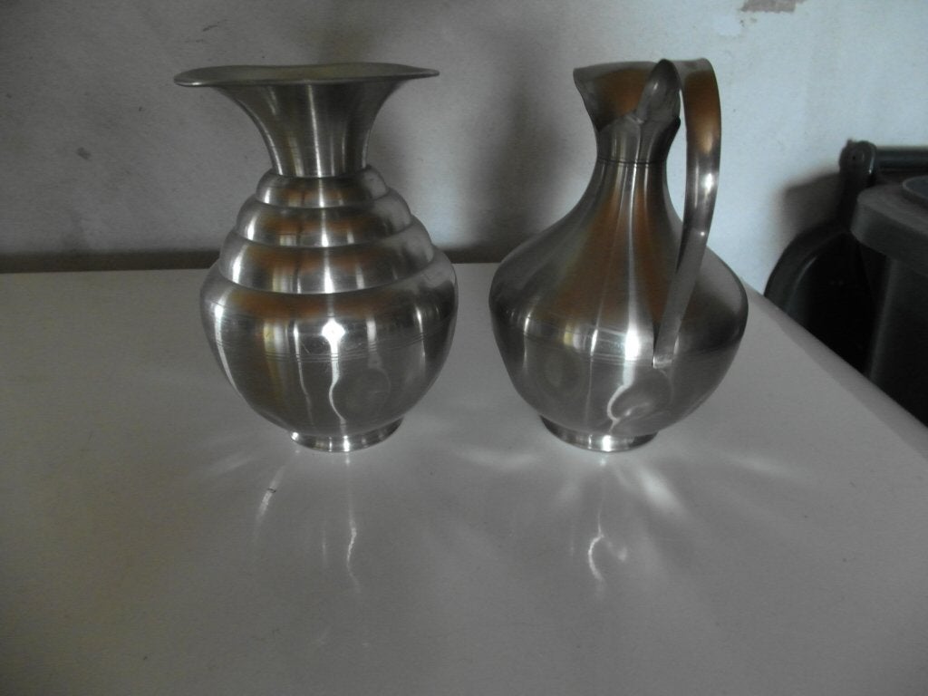 Tinnen vaas + (schenk)kan, Antiek en Kunst, Antiek | Tin, Ophalen of Verzenden