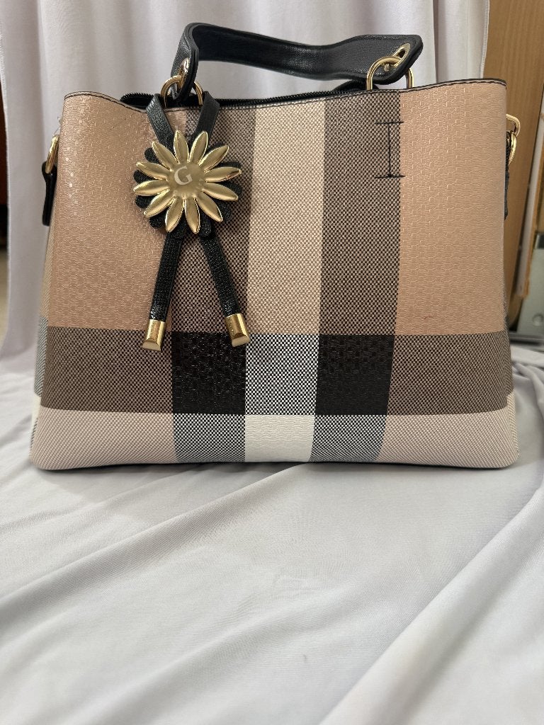 Gallantry Paris Handtas - Taupe/Zwart Geruit, Verzenden, Nieuw, Beige, Handtas