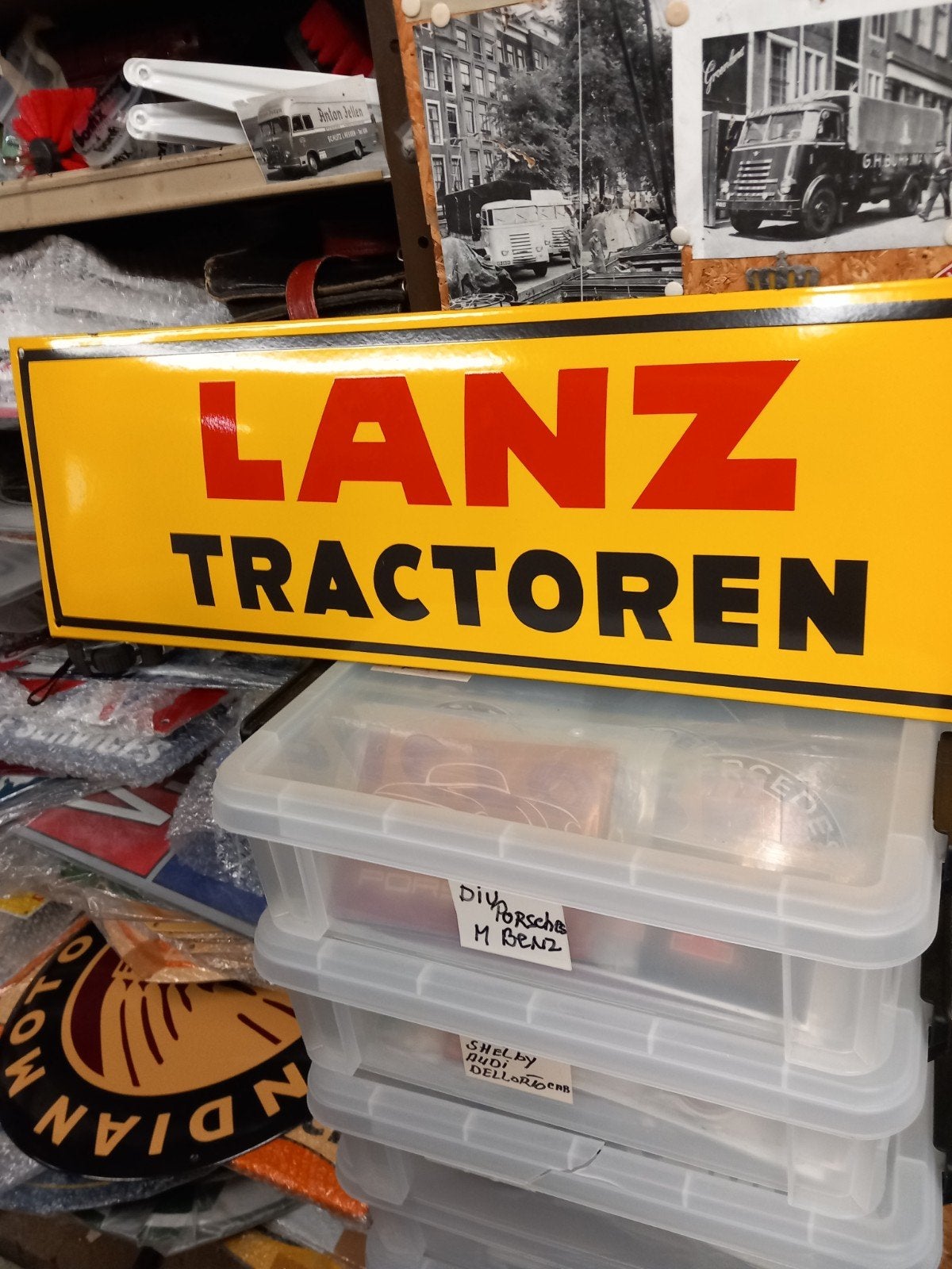 Super mooi groot emaile bord  Lanz tractoren 70x20cm, Ophalen of Verzenden, Zo goed als nieuw, Reclamebord