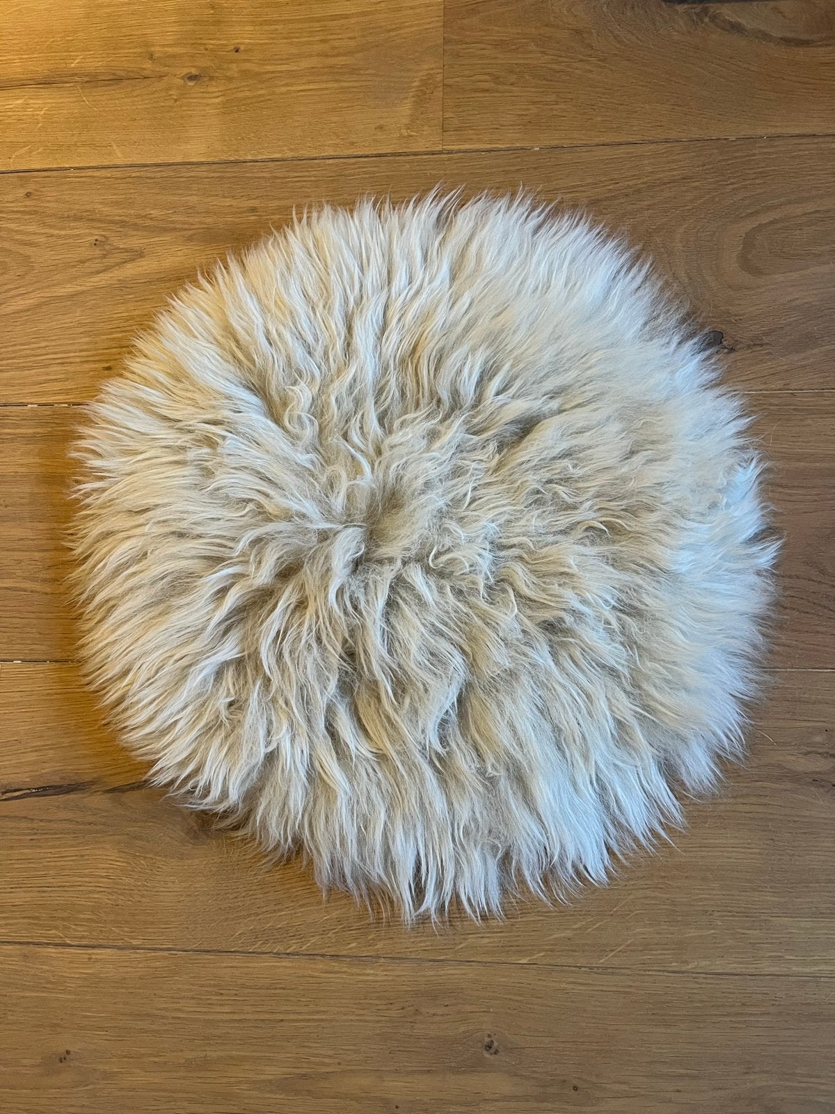 Schapenvacht van ijslandsschaap voor stoelzitting, Minder dan 50 cm, Beige, Rond, Nieuw