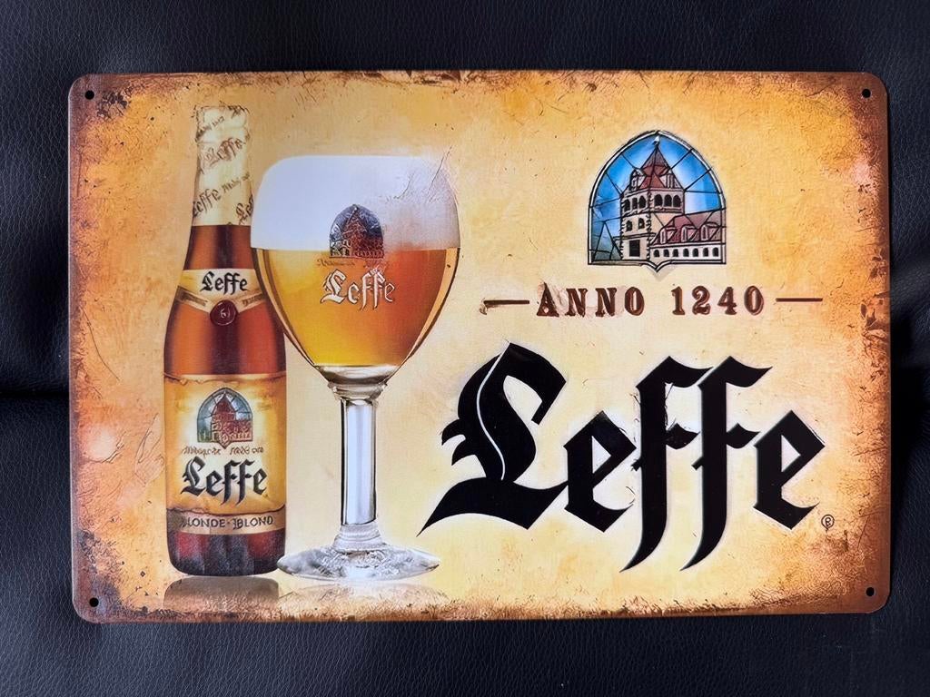 Leffe Blond Reclamebord - Vintage Look Metaal 30 bij 20, Ophalen of Verzenden, Zo goed als nieuw, Reclamebord