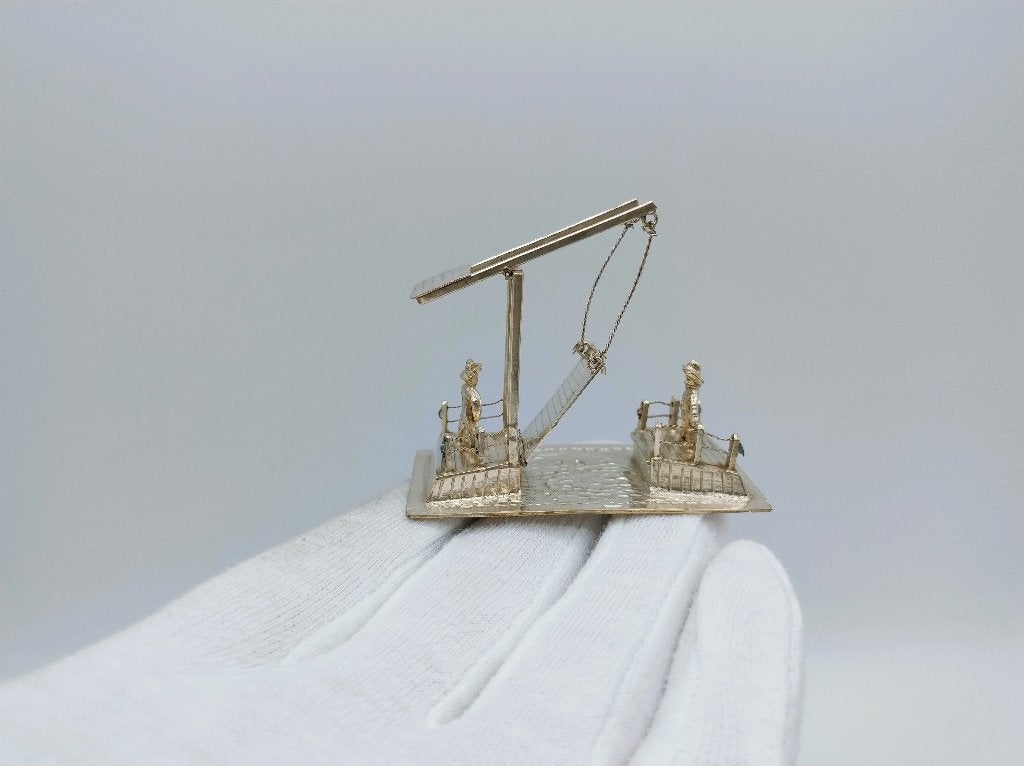 Zilveren miniatuur ophaalbrug, J. van Dijk, Hoorn, ca. 1910, Verzenden, Zilver