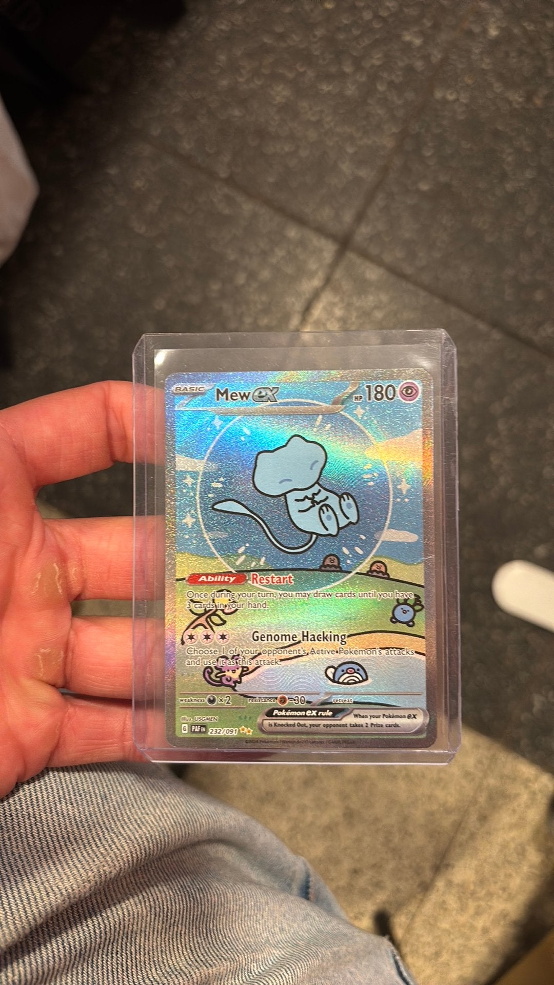 Mew ex 232/091 kleine Crease, Hobby en Vrije tijd, Verzamelkaartspellen | Pokémon, Ophalen of Verzenden, Zo goed als nieuw, Losse kaart