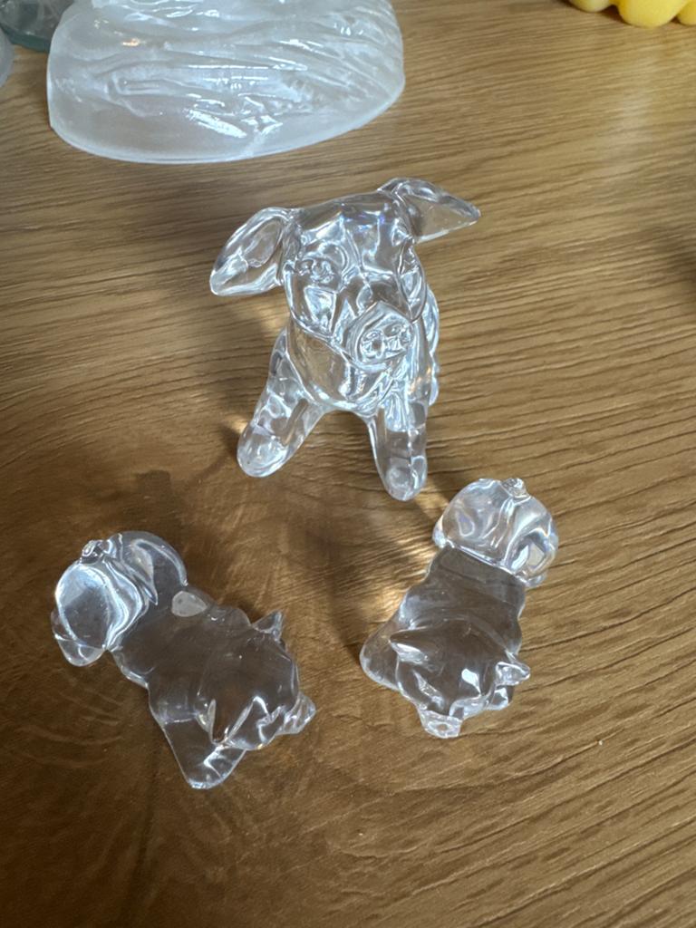 Set van 3 Kleine Glazen Beeldjes van Honden, Ophalen of Verzenden, Zo goed als nieuw, Dier