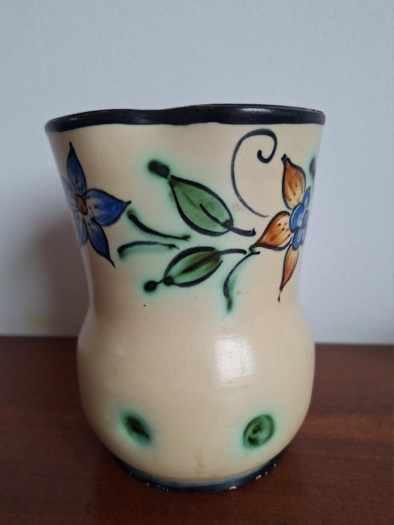 Upsala-Ekeby vaas, keramiek, bloemmotieven, organisch, Ophalen of Verzenden, Overige kleuren, Aardewerk of Porselein, Minder dan 50 cm