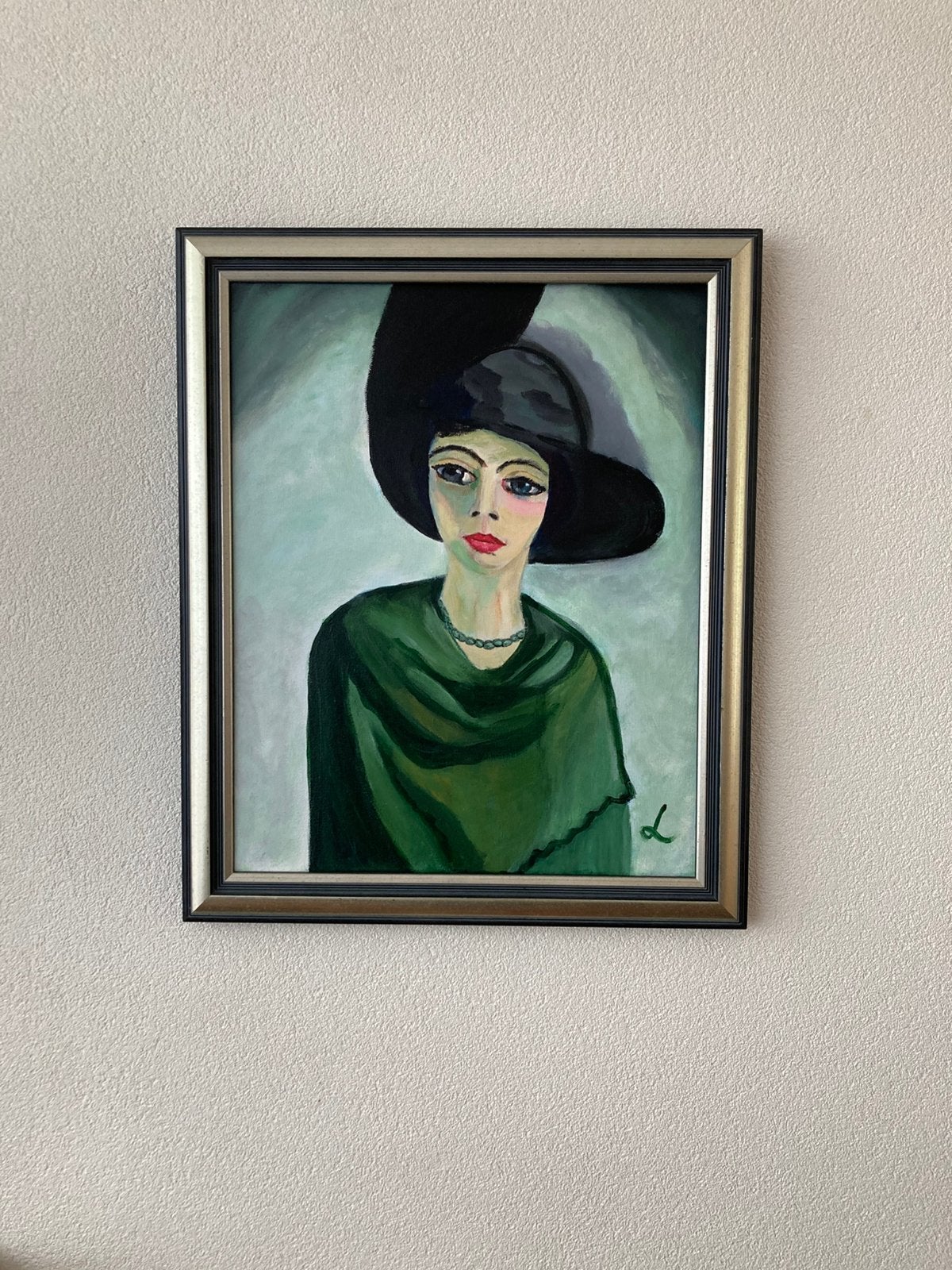 Vrouw met zwarte hoed in de stijl van Kees van Dongen, Ophalen of Verzenden