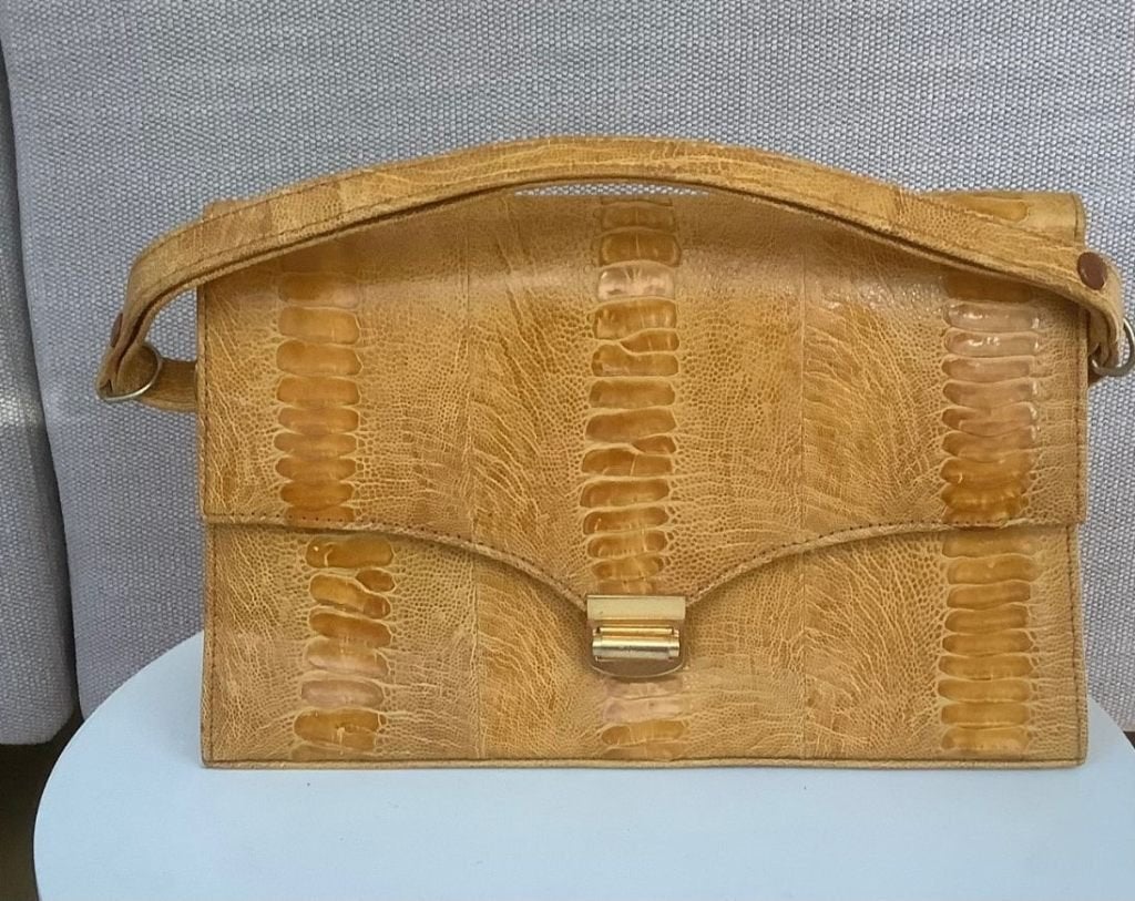 Schitterende Corbeau Curio tas van struisvogelleer (poot), Sieraden, Tassen en Uiterlijk, Tassen | Damestassen, Ophalen of Verzenden