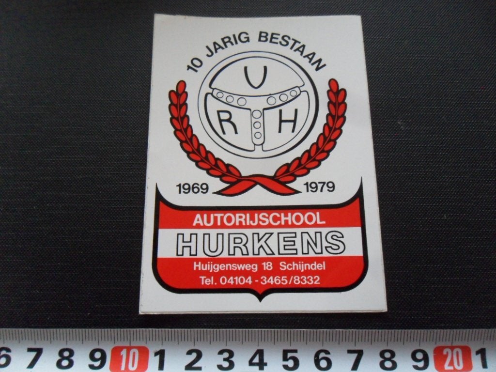 sticker Schijndel Autorijschool HURKENS 10 jarig bestaan, Ophalen of Verzenden, Zo goed als nieuw