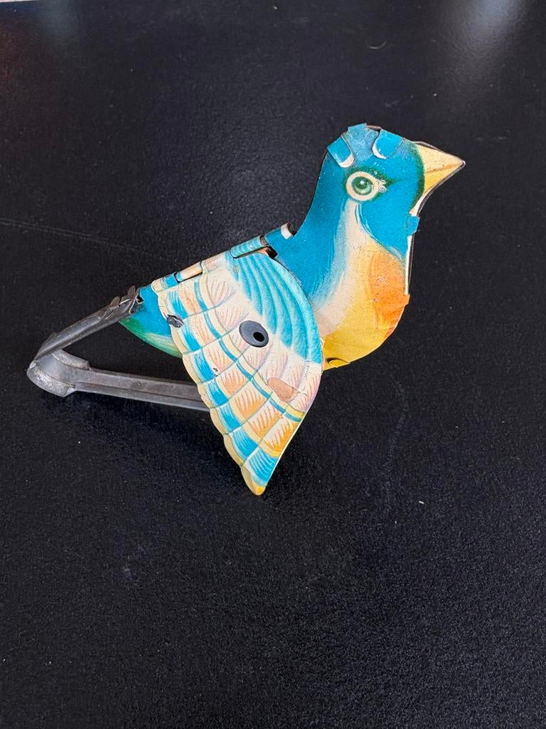 Oud blikken speelgoed: vogel, eend en twee hanen, Ophalen of Verzenden