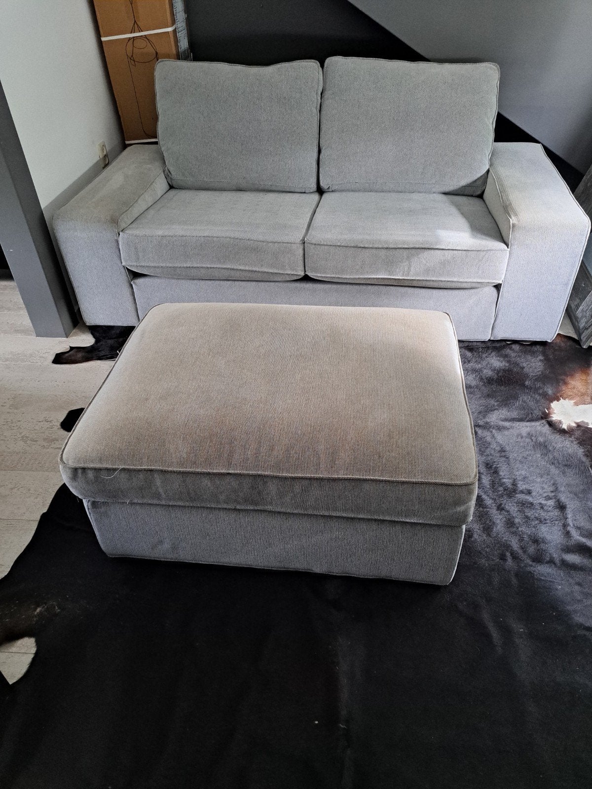 IKEA KIVIK 2-zitsbank en voetenbank met opbergruimte, Huis en Inrichting, Ophalen, Gebruikt, Modern, Scandinavisch, 125 cm of meer
