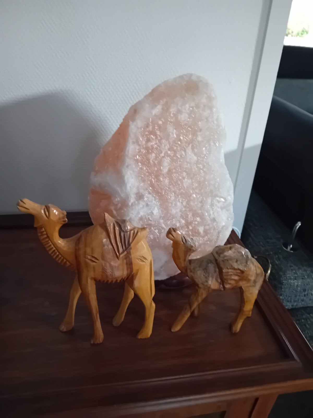 Houten kamelen beeldjes - set van 2, Minder dan 20 cm, Ophalen of Verzenden, Beeld, Hout