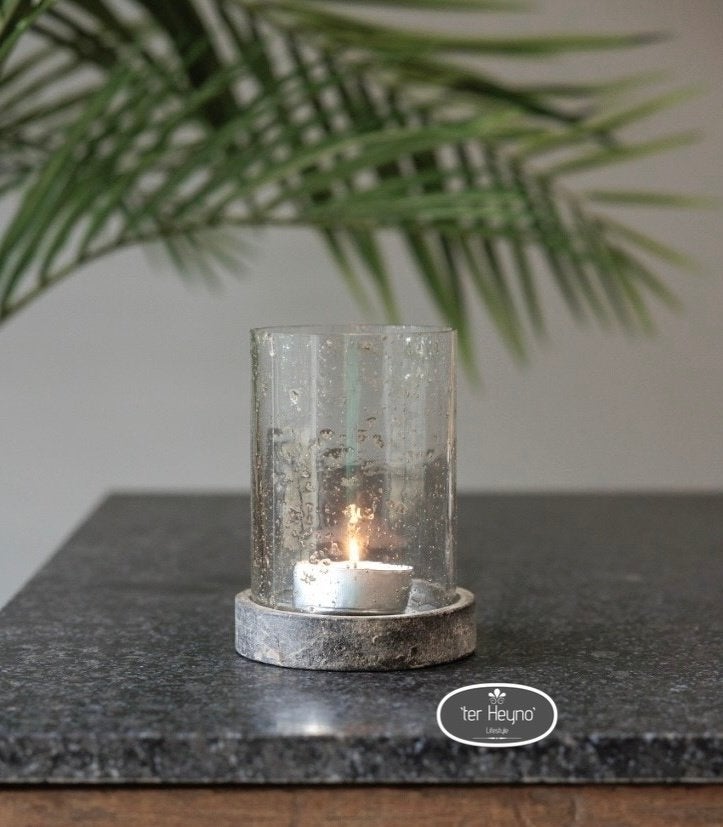Glazen windlicht pot met deksel mt L stoer sober landelijk, Huis en Inrichting, Windlicht, Verzenden, Nieuw, Glas