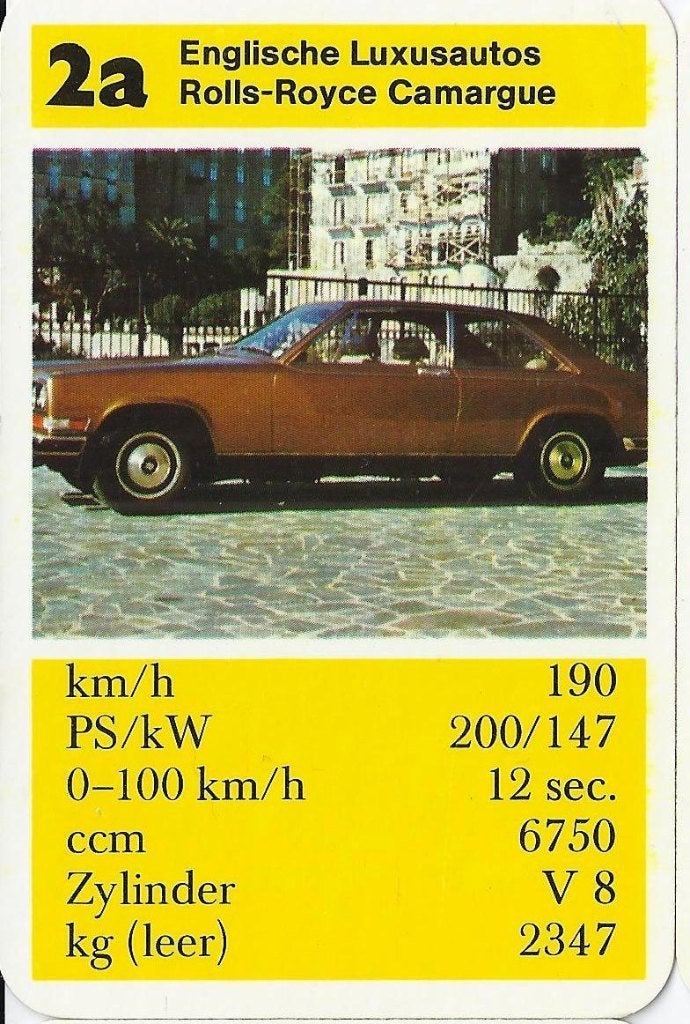 Kw87 autokaartje rolls royce camargue, Ophalen of Verzenden, Zo goed als nieuw, Auto's