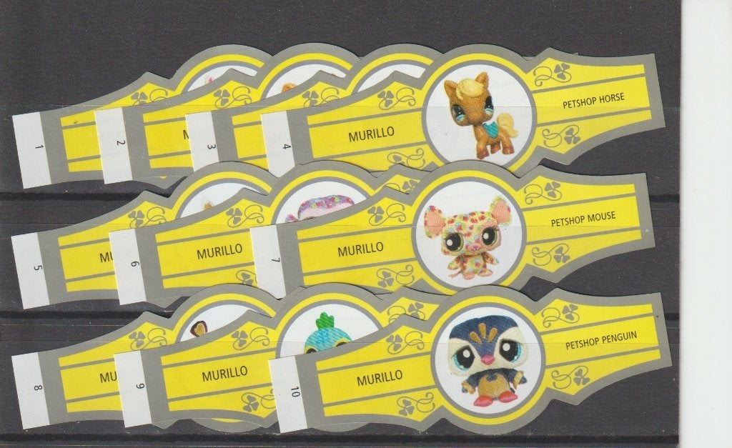 reeks 1585   petshop 1-10 sigarenbanden, Ophalen of Verzenden, Zo goed als nieuw, Sigarenbandjes